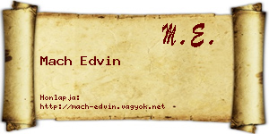 Mach Edvin névjegykártya